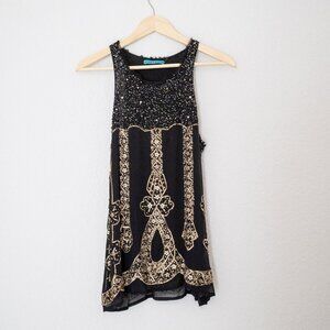Alice + Olivia Embellished Beaded Tunic Top - Size S